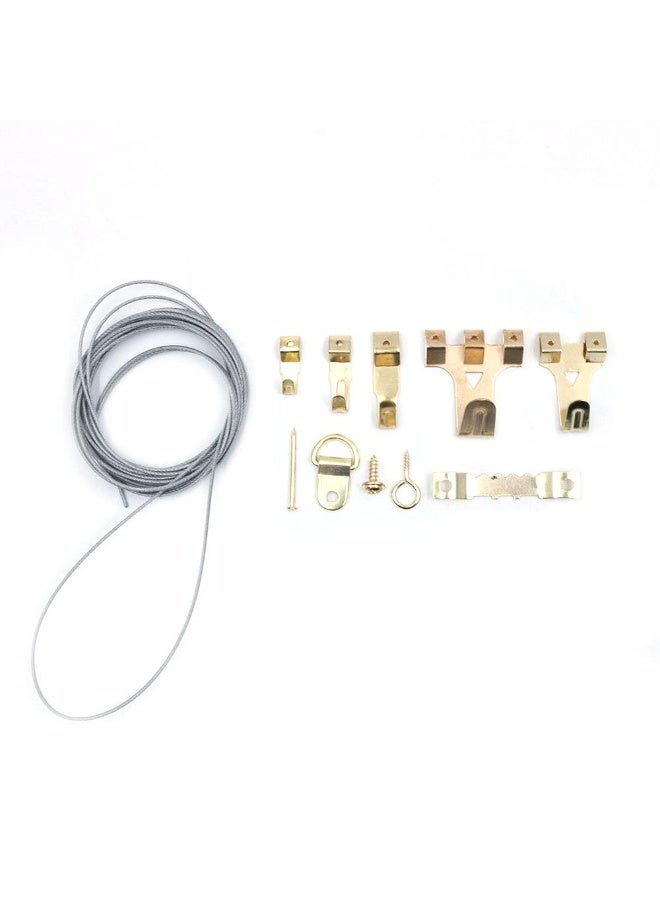 Mordely 250pcs Photo Hanging Hooks Kit, Photo Hanging Tool, Photo Hanging Hardware, Portable Photo Frame Assortment Kit for Frames, Clocks, Mirrors, Artworks - Gold - Image 3